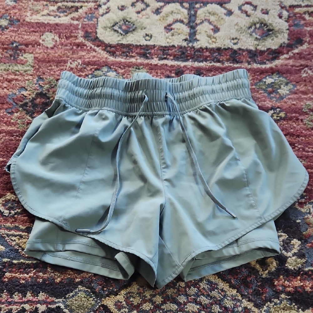 90 Degree By Reflex Green Blue Athletic Shorts with Elastic Waistband